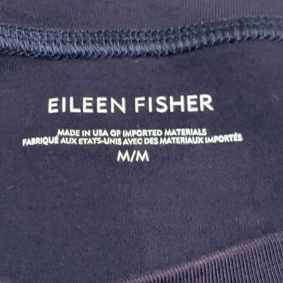 Eileen Fisher Womens Organic Cotton Tunic Top Sz M Long Sleeve Navy Quiet Luxury - Picture 8 of 9